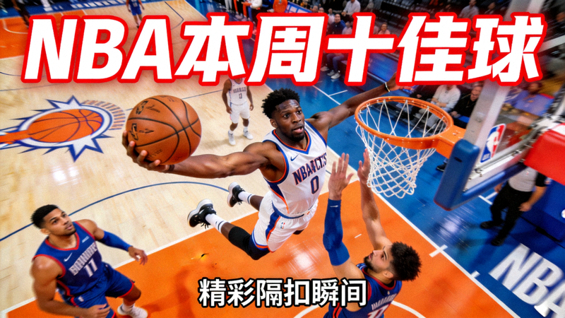 NBA本周十佳球集锦封面，球员完成隔人暴扣瞬间